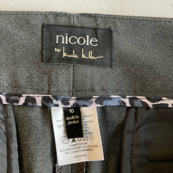 Nicole Grey 63% Polyester 32% Viscose Mid Rise Wide Leg Trousers size 10 - Picture 7 of 10